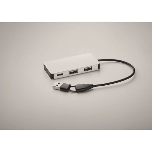 Obrázky: USB rozbočovač s 20cm káblom, biely, Obrázok 4