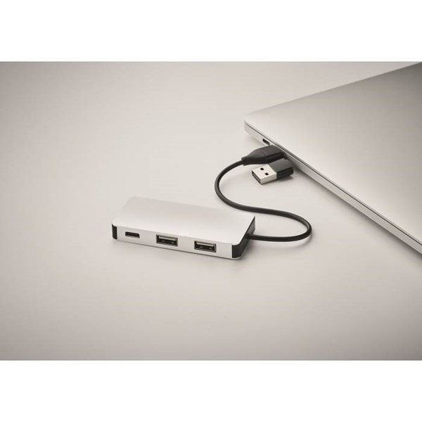 Obrázky: USB rozbočovač s 20cm káblom, biely, Obrázok 5