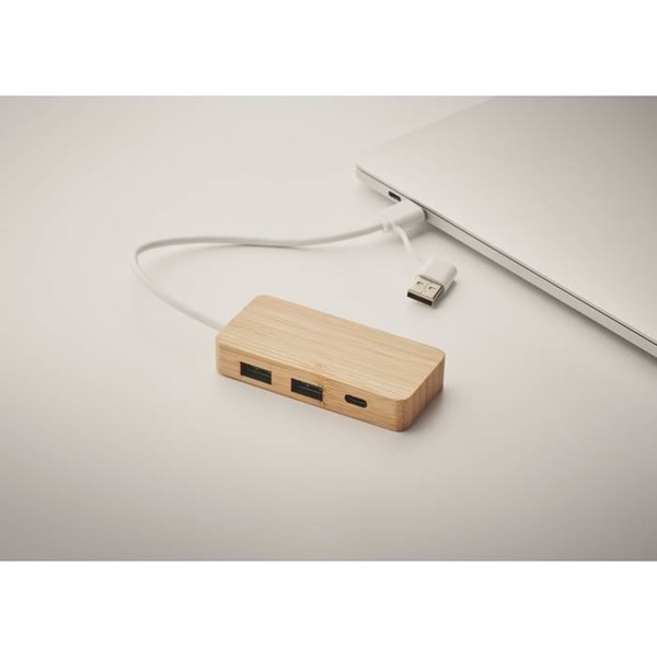 Obrázky: Trojportový  bambusový USB rozbočovač, Obrázok 5