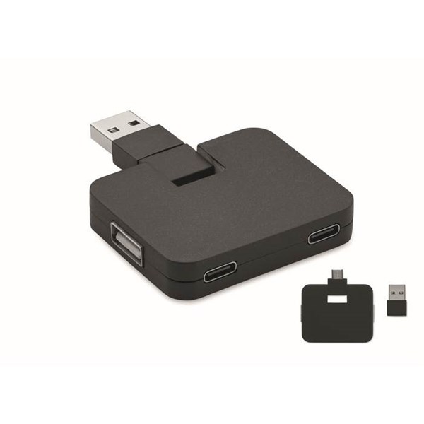 Obrázky: 4portový USB rozbočovač, čierny