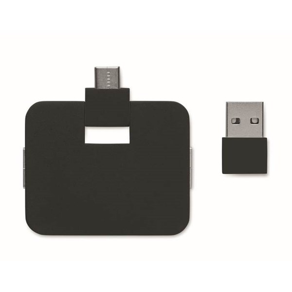Obrázky: 4portový USB rozbočovač, čierny, Obrázok 2