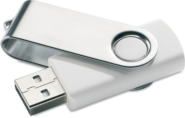 Obrázky: USB kľúč Techmate vyklápací, 4GB, biela-strieborná, Obrázok 2