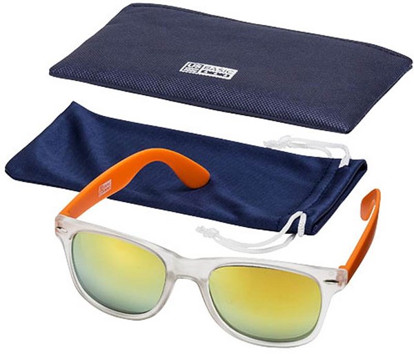 Obrázky: Oranžovo-biele slnečné okuliare v retro štýle, Obrázok 2