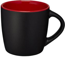 Obrázky: Čierny keramický hrnček 350 ml s červeným vnútrom