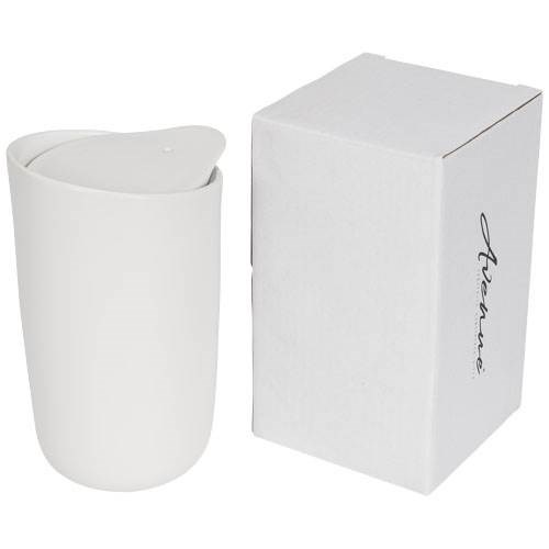 Obrázky: Biely dvojplášťový keramický hrnček, 410 ml