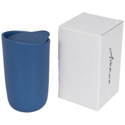 Obrázky: Modrý dvojplášťový keramický hrnček, 410 ml