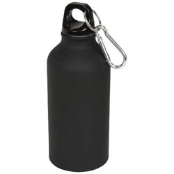 Obrázky: Matná športová fľaša s karabínkou 400 ml, čierna