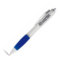 Obrázky: Strieborné guličkové pero s modrým úchopom ČN