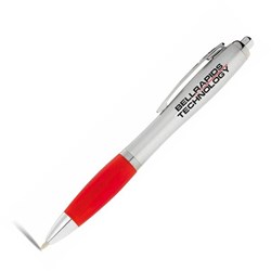 Obrázky: Strieborné guličkové pero s červeným úchopom ČN