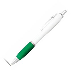 Obrázky: Biele guličkové pero so zeleným úchopom ČN