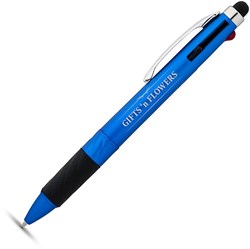 Obrázky: Modré plastové guličkové pero 4 v 1