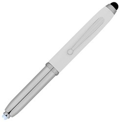 Obrázky: Kovové biele pero, baterka a stylus hrot, ČN