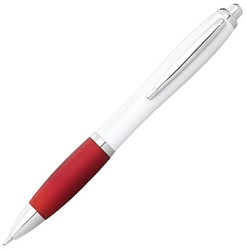 Obrázky: Bielo-červené guličkové pero, strieborné doplnky