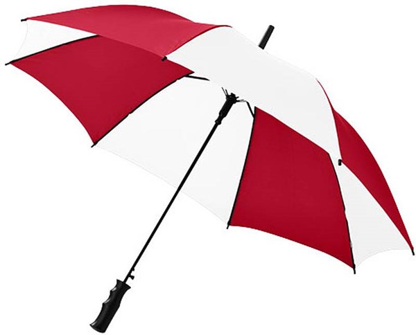 Obrázky: Červenobiely automat.dáždnik s tvarovaným držadlom