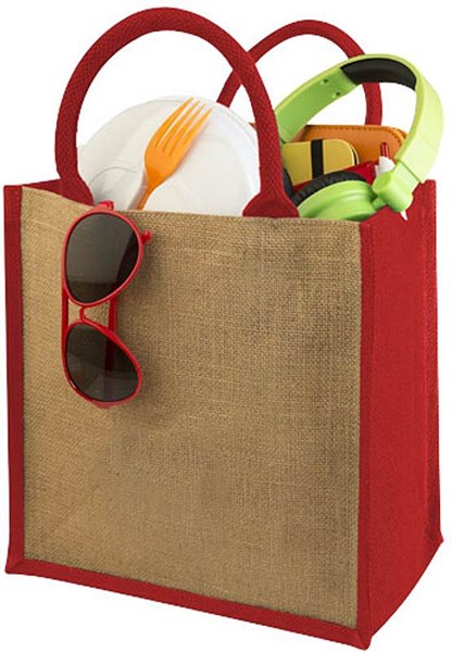 Obrázky: Jutová taška s lemovaním v červenej farbe , Obrázok 2