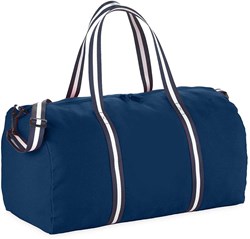 Obrázky: Modrá bavlnená cestovná taška s pásikmi
