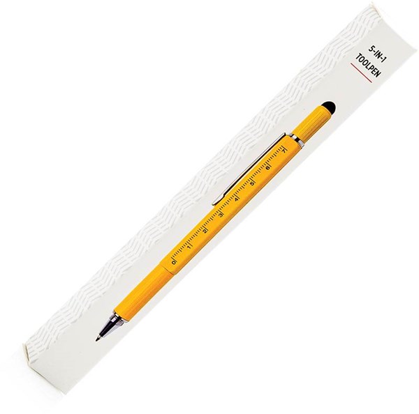 Obrázky: Žlté multifunkčné guličkové pero 5 v 1, Obrázok 2