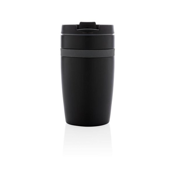 Obrázky: Čierny nepriepustný termohrnček s prúžkom 280 ml, Obrázok 2