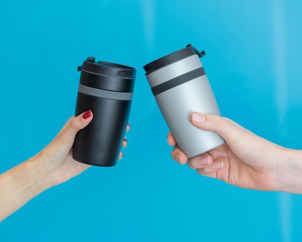 Obrázky: Čierny nepriepustný termohrnček s prúžkom 280 ml, Obrázok 10