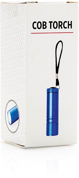 Obrázky: Vrecková kovová baterka s COB svetlom, modrá, Obrázok 3