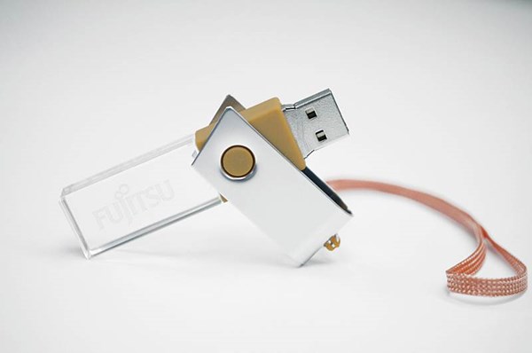 Obrázky: CRYSTAL ROTATE žltý USB flash disk 4GB s LED