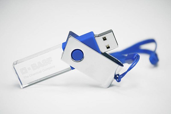 Obrázky: CRYSTAL ROTATE modrý USB flash disk 16GB s LED