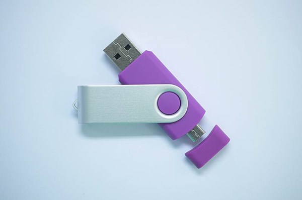Obrázky: ROTATE  OTG flash disk 2GB s mikro USB, fialový