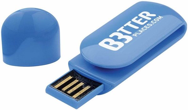 Obrázky: USB kľúč Clip s plochou pre tlač 8GB, modrá