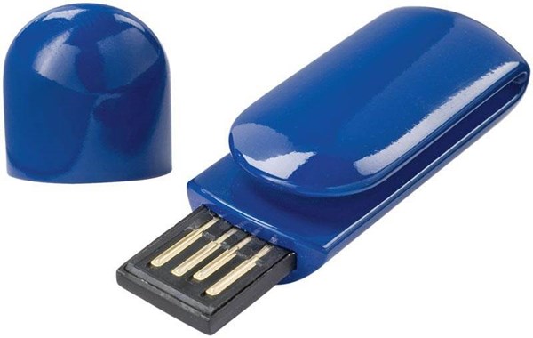 Obrázky: USB kľúč Clip s plochou pre tlač 8GB, modrá, Obrázok 2