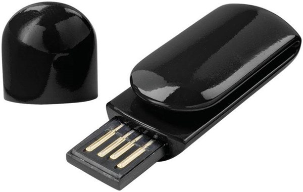 Obrázky: USB kľúč Clip s plochou pre tlač 16GB, čierna, Obrázok 2