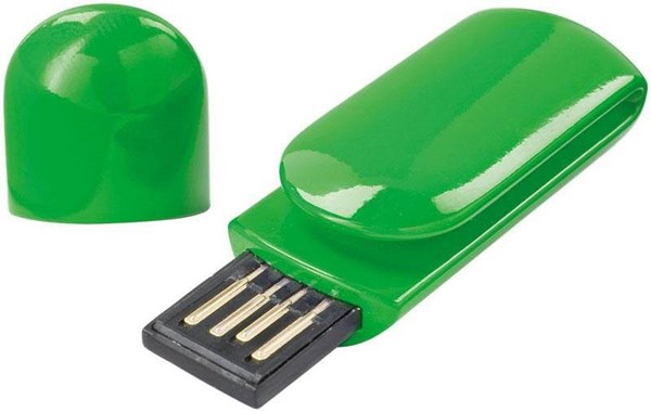 Obrázky: USB kľúč ako klip 2 GB, zelená, Obrázok 2