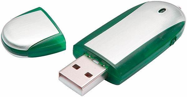 Obrázky: USB kľúč s krytkou, 4 GB,  strieborná/zelená