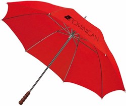 Obrázky: Golfový dáždnik s drevenou rukoväťou, červená