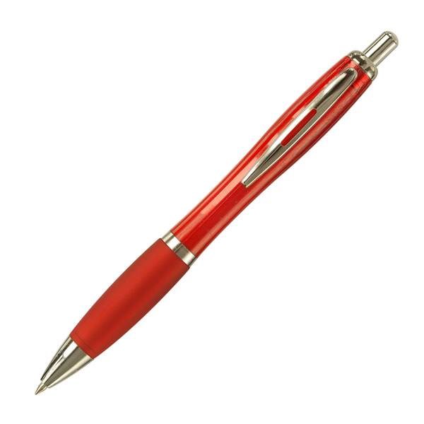 Obrázky: OKAY, guličkové pero, transparentná červená