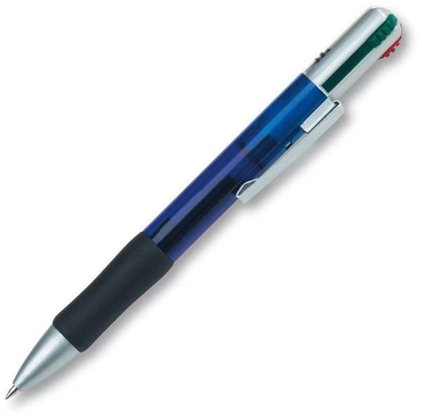 Obrázky: Štvorfarebné guličkové pero, transparentná modrá