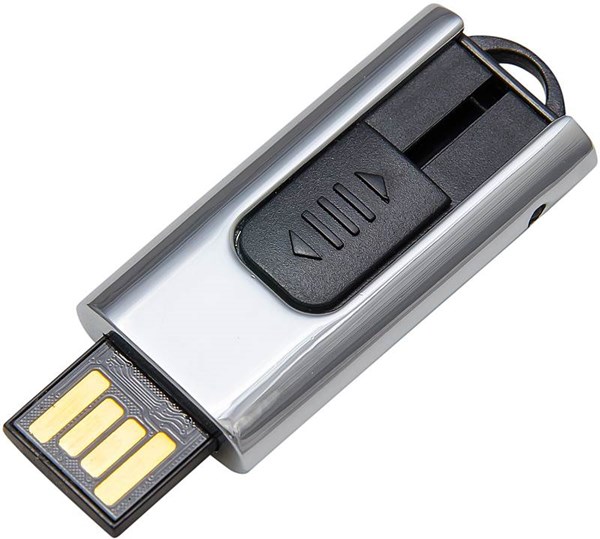 Obrázky: Malý kovový vysúvací USB flash disk s očkom 1GB, Obrázok 2