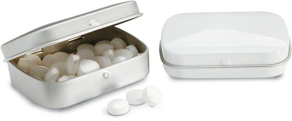 Obrázky: Mätové cukríky v kovovej krabičke, biela