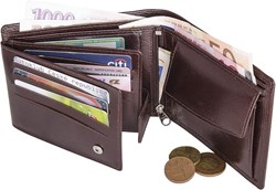 Obrázky: Pánska hnedá kožená peňaženka naležato