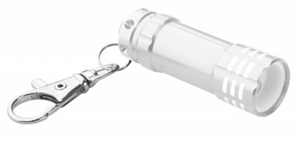 Obrázky: Hliníková LED minibaterka s karabínkou, strieborná