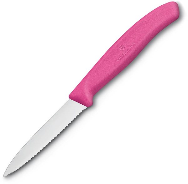 Obrázky: Ružový nôž na zeleninu VICTORINOX, vlnková čepeľ 8