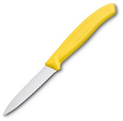 Obrázky: Žltý nôž na zeleninu VICTORINOX, vlnková čepeľ 8