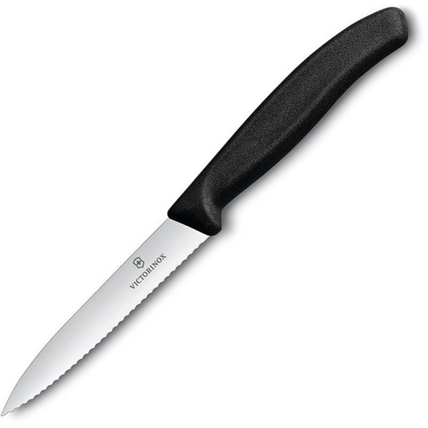 Obrázky: Čierny nôž na zeleninu VICTORINOX, vlnkové ostrie