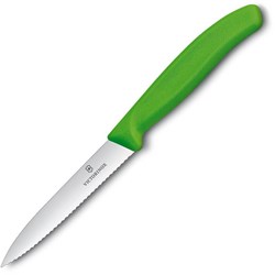 Obrázky: Zelený nôž na zeleninu VICTORINOX, vlnkové ostrie