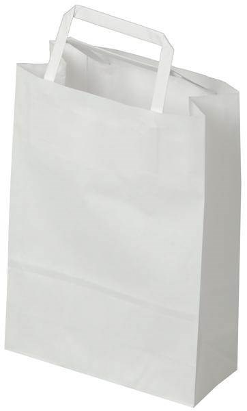 Obrázky: Papierová taška, 18x8x25cm, ploché držadlo, biela 