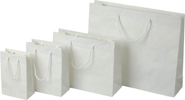 Obrázky: Papierová taška 22x10x27,5 cm,textil.šnúrky, biela