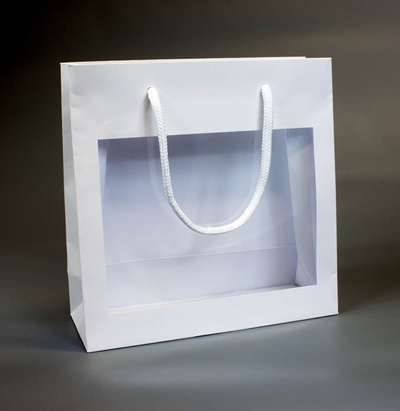 Obrázky: Papierová taška s okienkom 23x9x23 cm,textil.šnúr., Obrázok 2