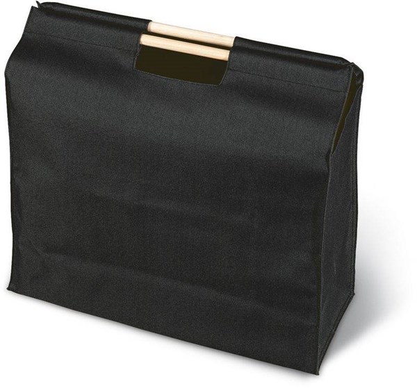 Obrázky: Polyesterová taška s drevenými rúčkami, čierna, Obrázok 2