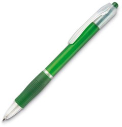 Obrázky: Transparentné pero s gumovým úchytom, zelená - ČN