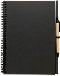 Obrázky: Zápisník s perom, recyklovateľný,čierna