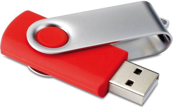 Obrázky: USB kľúč Techmate vyklápací, 2GB, červená-strieb., Obrázok 2